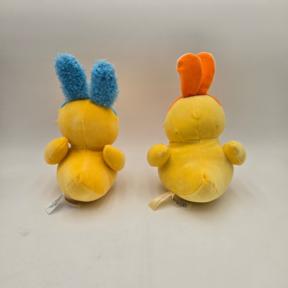 2 Easter Spring Duck Plush Set with Blue and Orange Bunny Ear - Picture 3 of 10